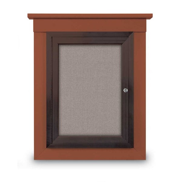 42"x32" 2-Door Enclosed Letterboard, Header, Blue Felt/Walnut